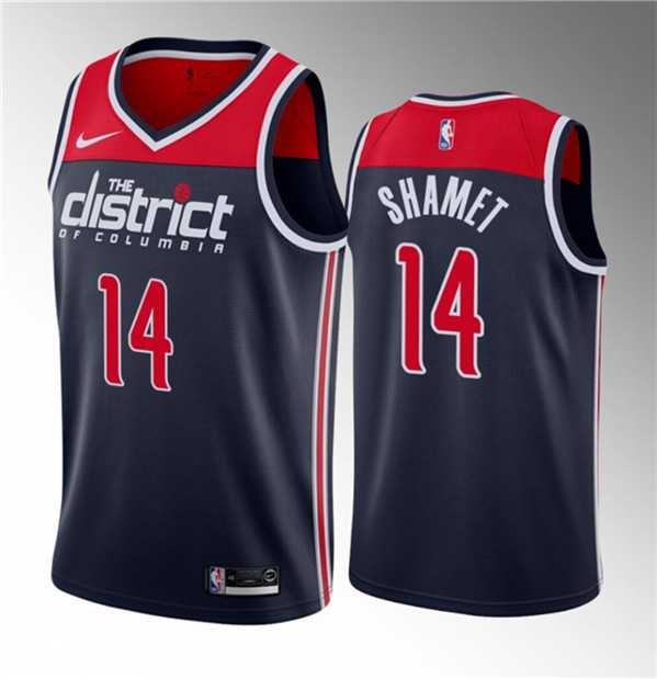 Men%27s Washington Wizards #14 Landry Shamet Navy 2023 Draft Statement Edition Stitched Jersey